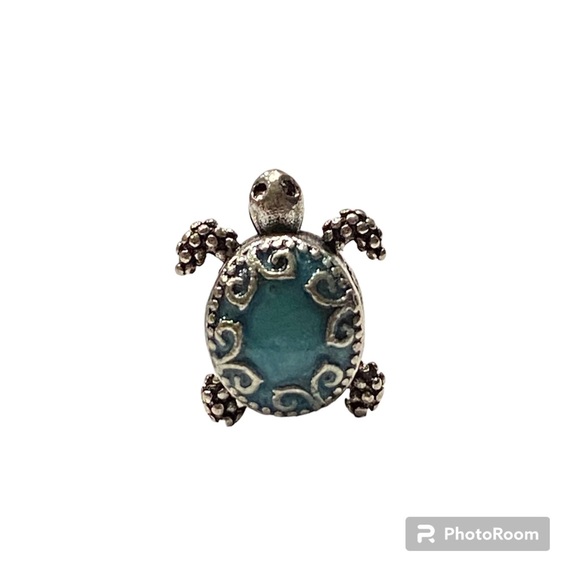 NEW•Silver & Turquoise Sea Turtle DIY charm - Picture 3 of 7